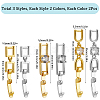 12Pcs 6 Styles Rack Plating Brass Micro Pave Clear Cubic Zirconia Fold Over Clasps KK-SC0005-94-2