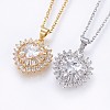 Brass Cubic Zirconia Pendant Necklaces NJEW-H486-03-1