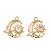 Brass Pave Cubic Zirconia Moon with Sun Charms KK-A286-03G-1