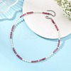 Faceted Round Natural Tourmaline and Pearl Beaded Necklaces NJEW-JN06409-02-1