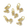 Real 18K Gold Plated Brass Micro Pave Clear Cubic Zirconia Charms KK-E068-VB411-10-4