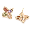 Rack Plating Flower Brass Cubic Zirconia Stud Earrings EJEW-M090-13G-04-2
