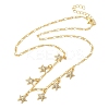 Brass Micro Pave Clear Cubic Zirconia Starfish Pendant Necklaces NJEW-B157-05G-4
