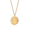 Stylish 304 Stainless Steel Crystal Rhinestone Flat Round with Tree Pendant Necklaces for Women LS-LJ7158-2-2