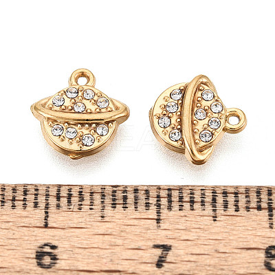 304 Stainless Steel Rhinestone Charms STAS-N110-40G-1