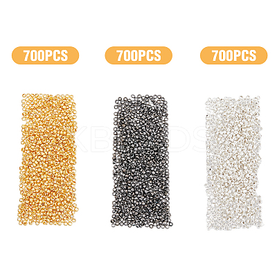 2100Pcs 3 Colors Rondelle Brass Crimp Beads KK-HY0001-56-1