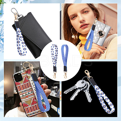 2Pcs 2 Colors Nylon Hand Wrist Lanyard for Phone Decoration Key Chain FIND-GO0001-01B-1