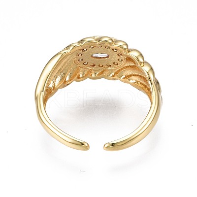 Cubic Zirconia Oval Chunky Open Cuff Ring for Women RJEW-N035-096C-1
