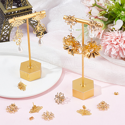 6 Pairs 2 Style Brass Stud Earring Findings KK-BBC0012-14-1