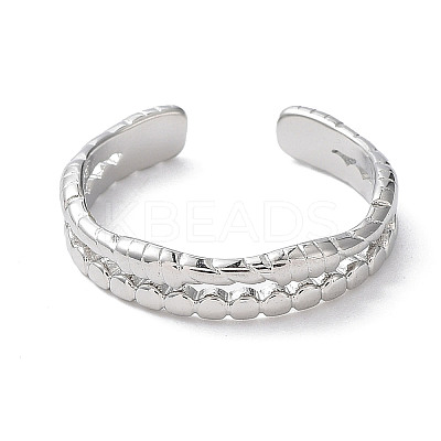 Non-Tarnish 304 Stainless Steel Double Line Open Cuff Rings LS-RJEW-D006-06P-1