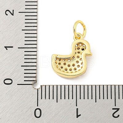 Rack Plating Brass Micro Pave Clear Cubic Zirconia Pendants KK-B093-02D-G-1