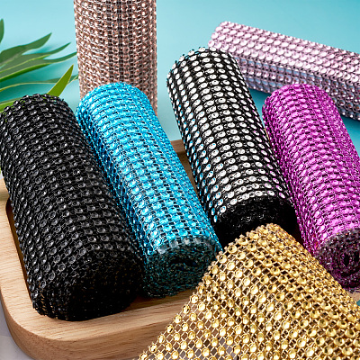 Plastic 24 Rows Rhinestone Mesh Wrap Roll AJEW-TA0001-09-1