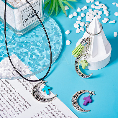 16Pcs 8 Colors Dyed Synthetic Turquoise Pendants FIND-TA0004-37-1