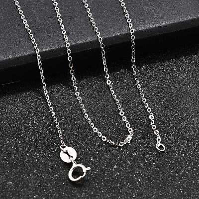 Anti-Tarnish Electroplated Rhodium Plated Sterling Silver Cable Chain Necklaces X-NJEW-N0048-46-18-1