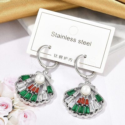 304 Stainless Steel Micro Pave Cubic Zirconia Hoop Earrings EJEW-A119-07P-1