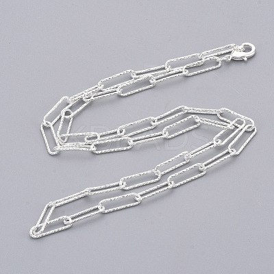 Brass Textured Paperclip Chain Necklace Making MAK-S072-02A-S-1