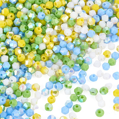 4 Strands 4 Colors AB Color Plated Opaque Glass Beads Strands GLAA-TADJ0001-20C-1