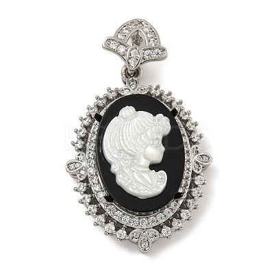 Brass Micro Pave Clear Cubic Zirconia Pendants KK-N254-103P-1