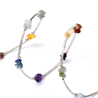 Three Loops Natural Gemstone Beaded Wrap Bracelets BJEW-JB02331-03-1