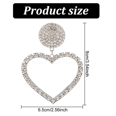 2 Pairs 2 Colors Crystal Rhinestone Hollow Out Heart Dangle Stud Earrings EJEW-AN0001-26-1