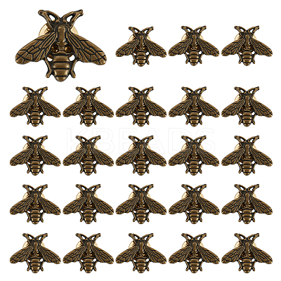 24Pcs Bees Alloy Brooch JEWB-ME0001-21AB-1