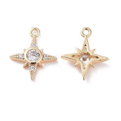 Brass Micro Pave Clear Cubic Zirconia Charms X-KK-G418-08G-1