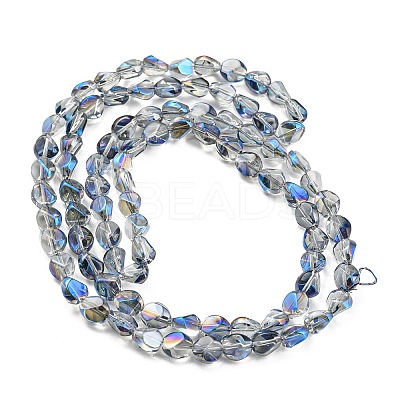 Full Rainbow Plated Electroplate Transparent Glass Beads Strands EGLA-G037-04A-FR01-1