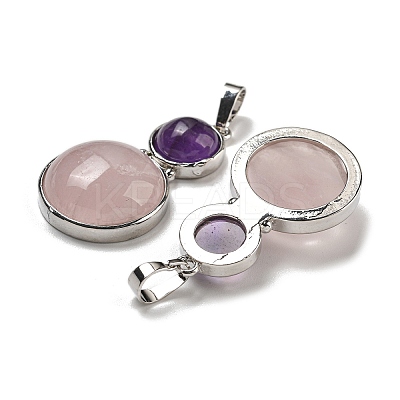 Natural Rose Quartz & Natural Amethyst Pendants G-G147-06P-08-1