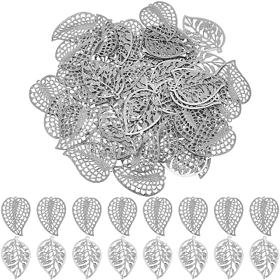 60Pcs 2 Styles Iron Leaf Ornaments AJEW-GF0012-11B-1