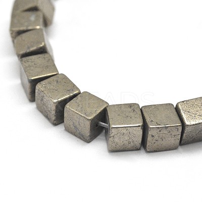 Cube Natural Pyrite Beads Strands G-I126-17-8x8mm-1