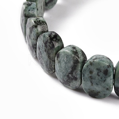 Natural Agate Oval Beaded Stretch Bracelet G-E010-01V-1