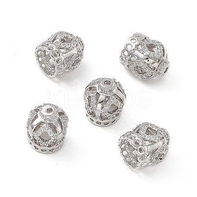 Brass Micro Pave Clear Cubic Zirconia Beads KK-E068-VB154-1