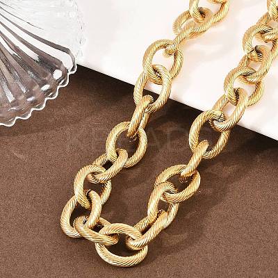 13MM 304 Stainless Steel Textured Cable Chain Necklaces NJEW-Z105-02G-1