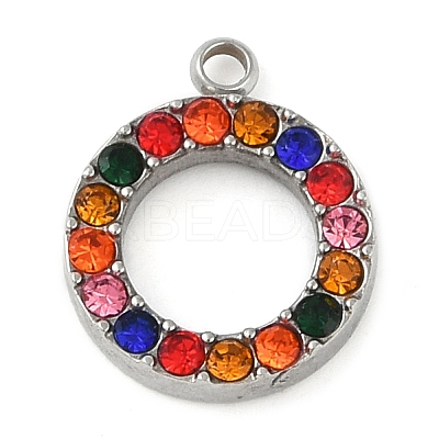 304 Stainless Steel Rhinestone Pendants STAS-S131-04P-02-1