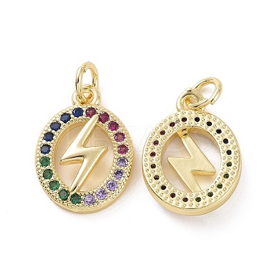 Brass Micro Pave Colorful Cubic Zirconia Pendants KK-E068-VF154-1