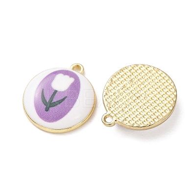Plating Eco-Friendly Printed Alloy Pendants AL-CBAE25B-01E-G-1