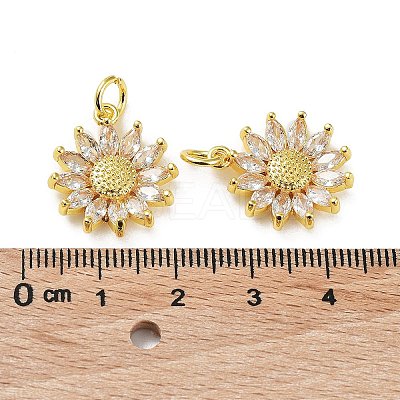 Rack Plating Brass Clear Cubic Zirconia Pendants KK-B078-01G18-1