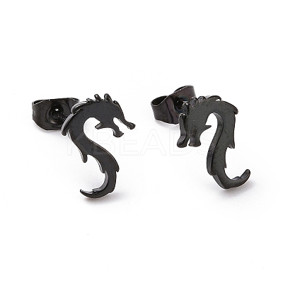 304 Stainless Steel Tiny Dragon Stud Earrings for Men Women EJEW-G318-09EB-1