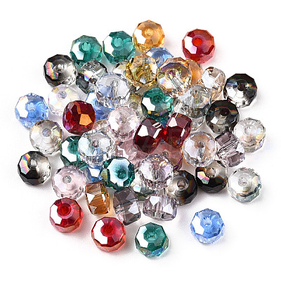 Transparent Electroplate Glass Beads Strands EGLA-YWC0001-6mm-02-1