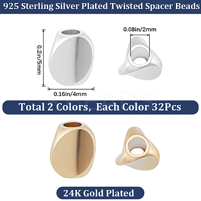64Pcs 2 Colors Brass Bead KK-CN0002-68-1