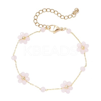 Glass & ABS Plastic Imitation Pearl Beads Link Bracelets BJEW-JB12572-04-1