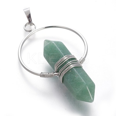 Natural Green Aventurine Big Double Terminated Pointed Pendants G-G771-A05-1