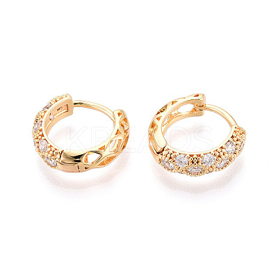 Brass Micro Pave Clear Cubic Zirconia Hoop Earrings EJEW-T048-45G-1