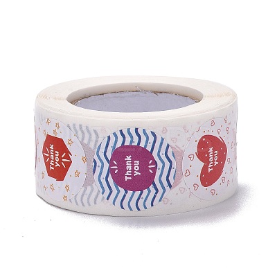 Flat Round Paper Thank You Stickers LS-DIY-C042-13B-1