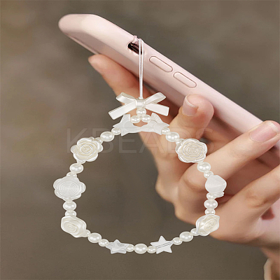 2Pcs 2 Style Plastic Beaded Mobile Phone Lanyard Wrist Strap AJEW-LP0005-93-1