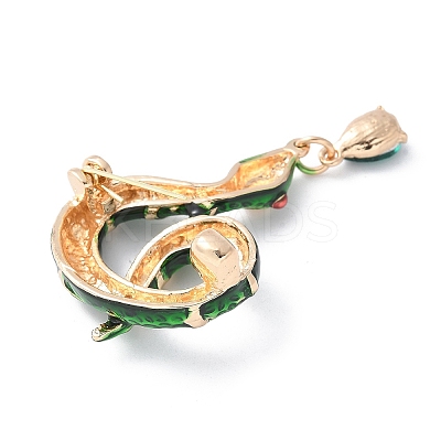 Rhinestone Snake Aolly Brooch with Enamel JEWB-V002-17C-1