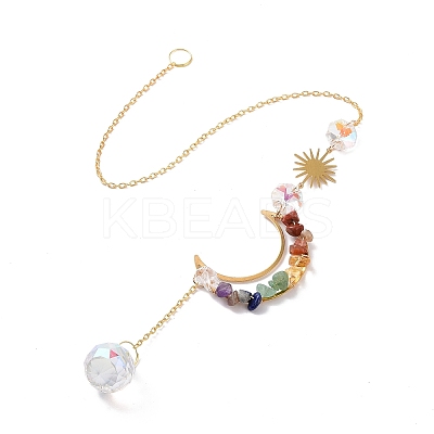Teardrop & Moon & Sun Glass Hanging Suncatchers LS-HJEW-I011-05G-1