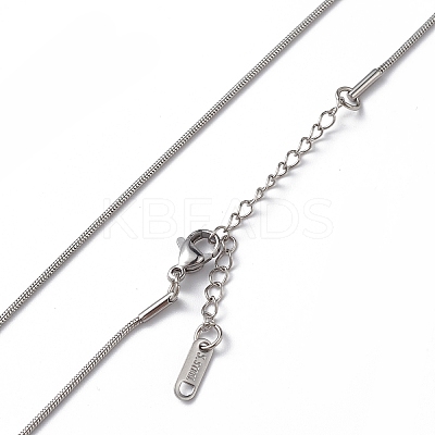 Non-Tarnish 304 Stainless Steel Round Snake Chain Necklace for Men Women NJEW-K245-016B-1