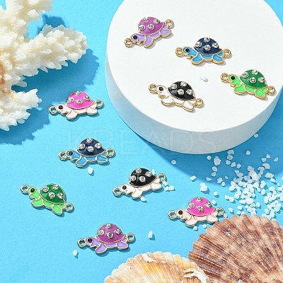 10Pcs 5 Colors Alloy Enamel Connector Charms ENAM-YW0003-43-1