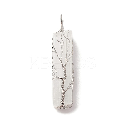 Copper Wire Wrapped Natural Selenite Big Pendants KK-E086-01P-1